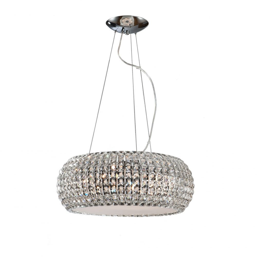 Lustra rotunda cu inaltime reglabila din Metal Argintiu cu 9 becuri D54xH139cm Diamond