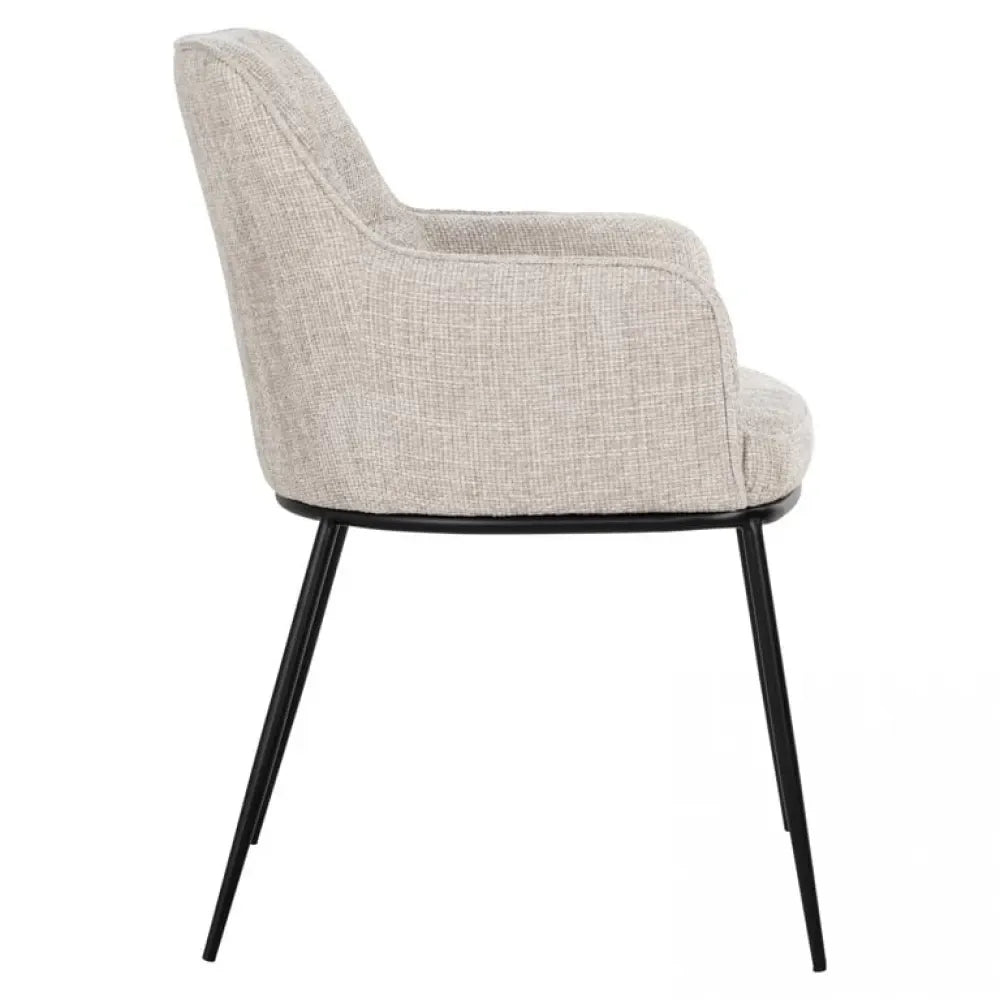 Scaun tapitat cu Stofa Crem cu picioare din Metal Negru H84xL55xA61cm Bella Richmond Interiors