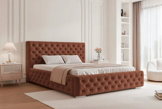Pat 180 x 200 tapitat cu Stofa Kronos Teracota Noah