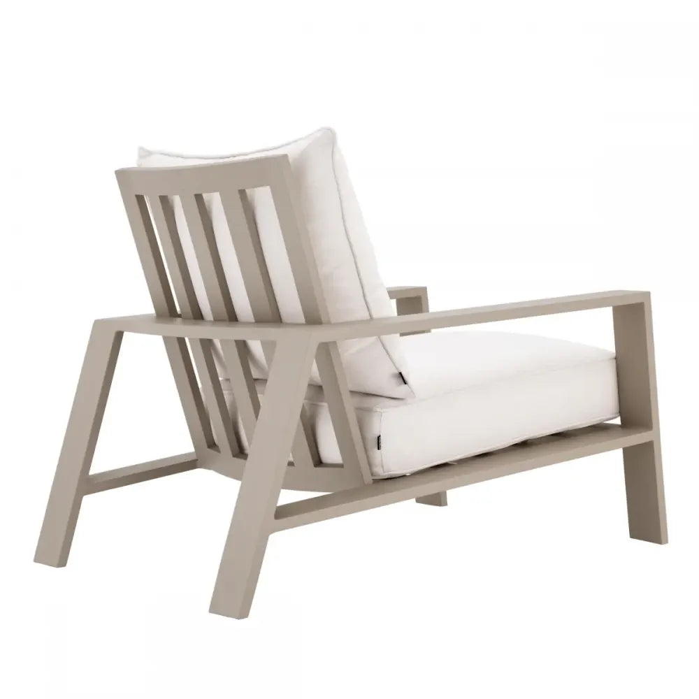 Fotoliu de exterior din Metal Bej si Stofa Alb H78xL76xA105.5cm Belle Vue Eichholtz
