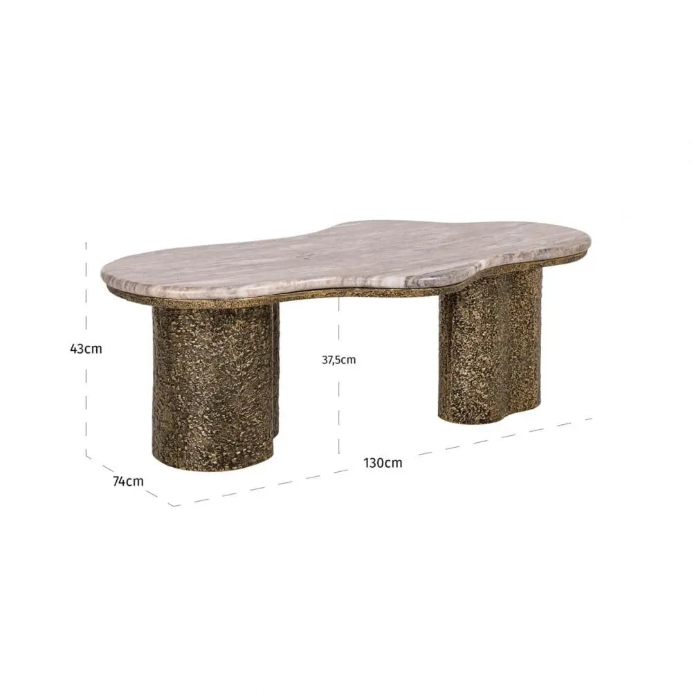 Masuta de cafea din Metal Alama si Marmura Maro L131xH43cm Abandos Richmond interiors