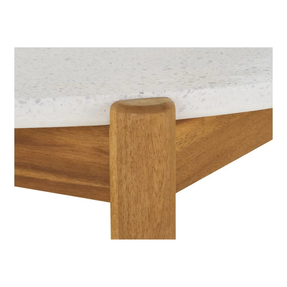 Masa de exterior cu blat din Terrazzo Alb si picioare din Lemn de salcam Maro D185xH95cm Terracina