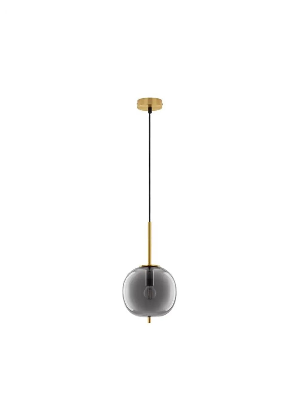 Pendul structura din Metal Auriu si abajur din Sticla Fumuriu H120xL18.5cm IP20 LATO