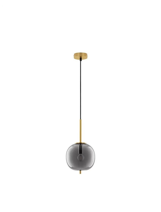 Pendul structura din Metal Auriu si abajur din Sticla Fumuriu H120xL18.5cm IP20 LATO