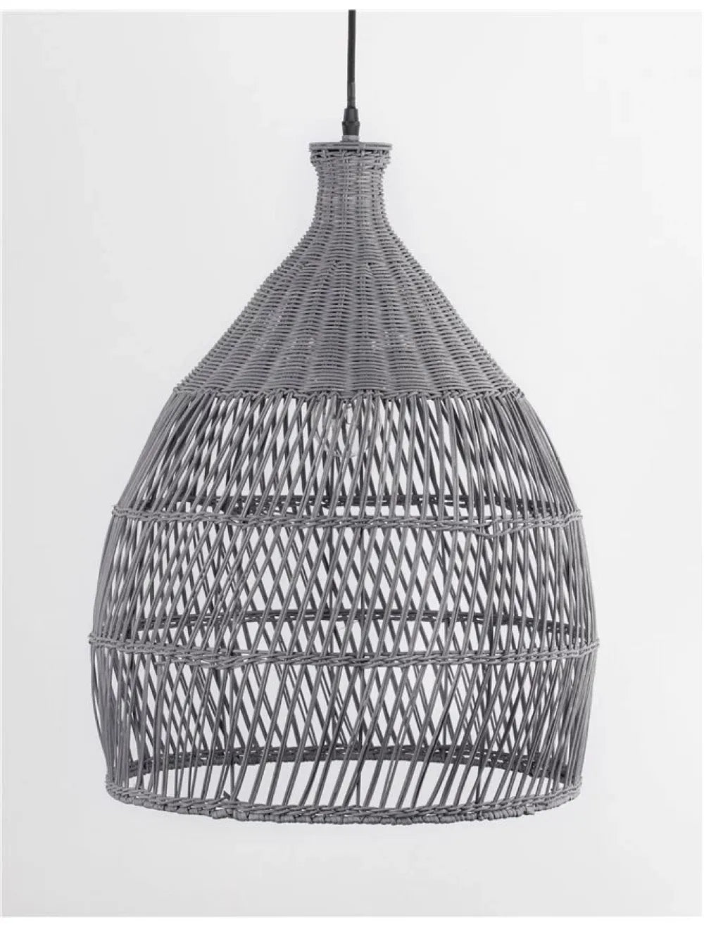 Pendul structura din Metal Negru si abajur din Ratan Gri H250xL42cm IP20 DESTIN