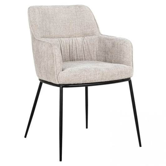 Scaun tapitat cu Stofa Crem cu picioare din Metal Negru H84xL55xA61cm Bella Richmond Interiors