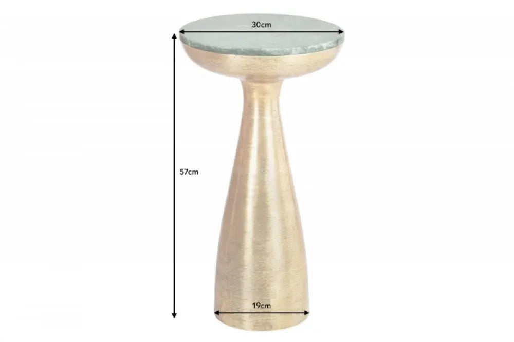 Masuta laterala Rotunda din Marmura Verde si Metal Auriu D30xH57cm Elements