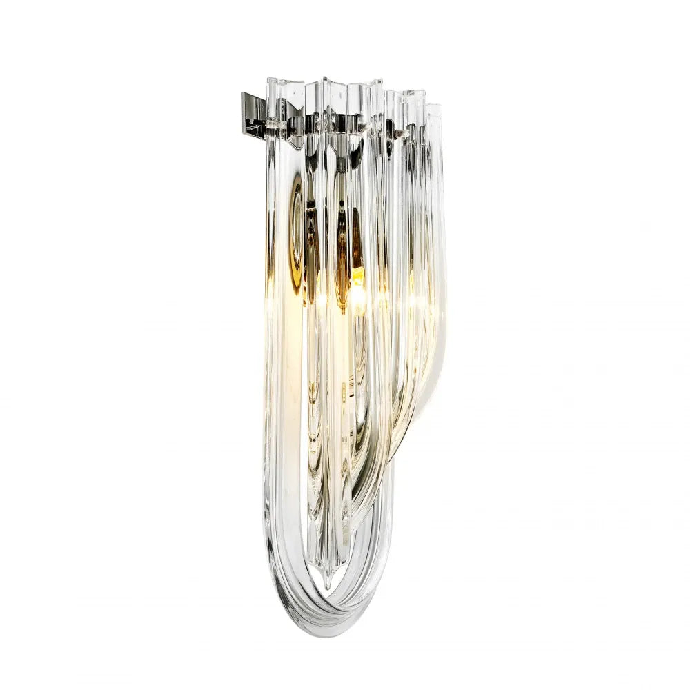 Aplica de perete din Metal Argintiu si Sticla Transparent H40xL18cm Greco Eichholtz