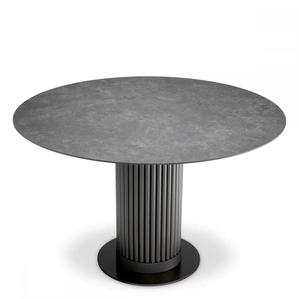 Masa din Metal Bronz si Ceramica Negru cu efect de marmura H76xD120cm Volterra Eichholtz