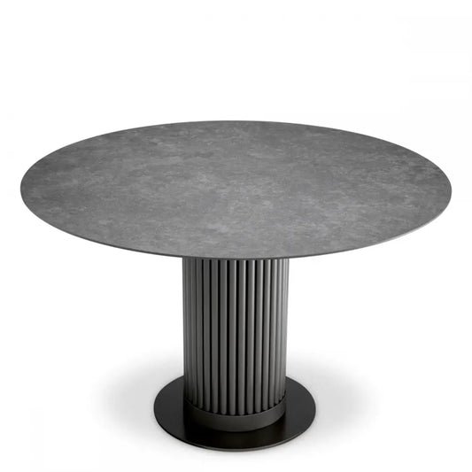 Masa din Metal Bronz si Ceramica Negru cu efect de marmura H76xD120cm Volterra Eichholtz