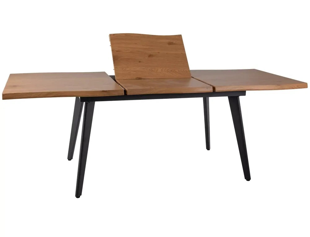 Masa extensibila din MDF+Furnir de stejar Maro si Metal Negru L150-210xH76cm Fresno