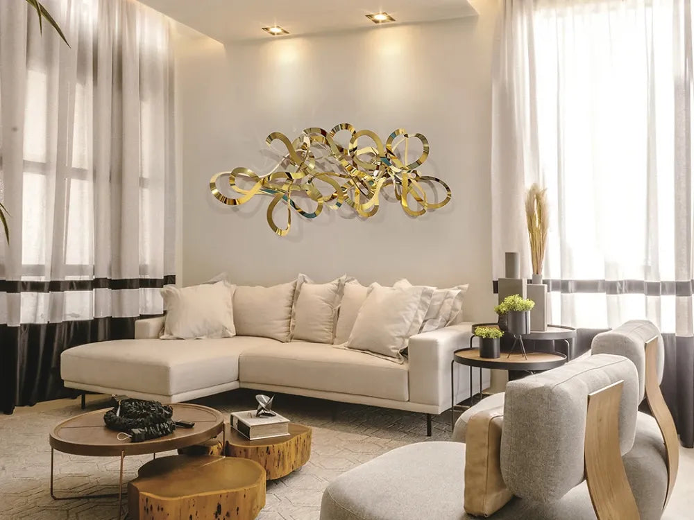 Decoratiune de perete din Otel inoxidabil Auriu L155xH55cm Medusa