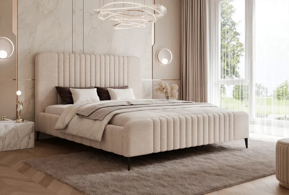 Pat 160 x 200 tapitat cu Chenille Cremona Crem Sora