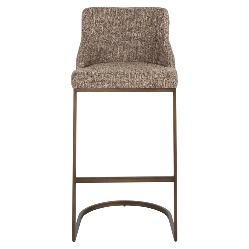 Set 2 scaune de bar din Stofa Maro si Metal Alama L48xH103cm Bolton Richmond interiors