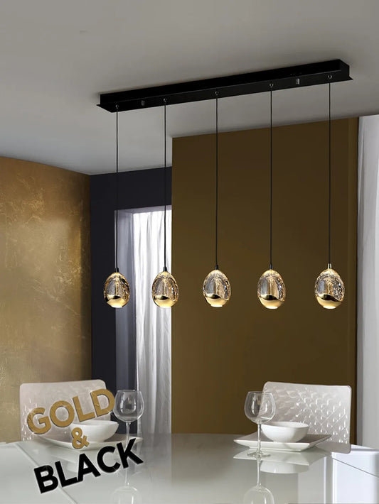 Lustra din Metal Negru si Sticla Auriu H145xL96cm Rocio