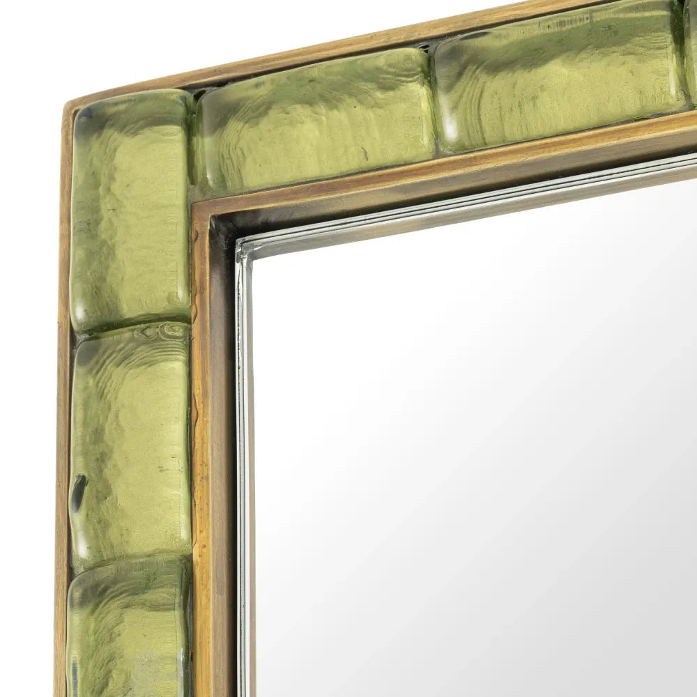Oglinda cu rama din Metal/MDF/Sticla Alama/Verde L80xH120cm Torino Eichholtz