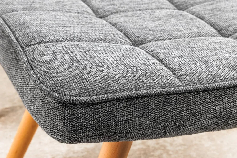 Puf din Lemn de fag Maro si Stofa Gri H39xL60cm Scandinavia