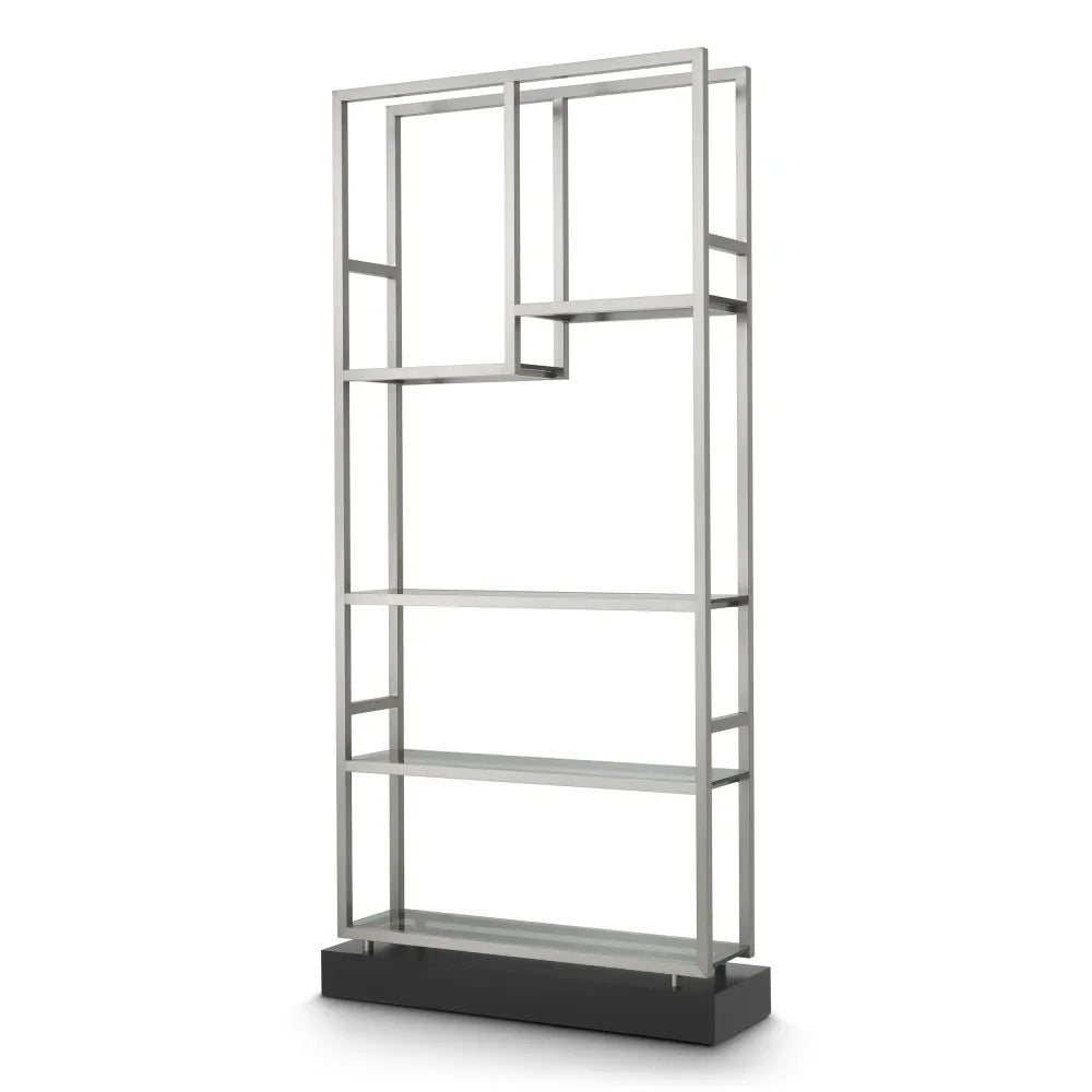 Etajera din Sticla Fumuriu si Metal Argintiu L35xH240.5cm Corrado I Eichholtz