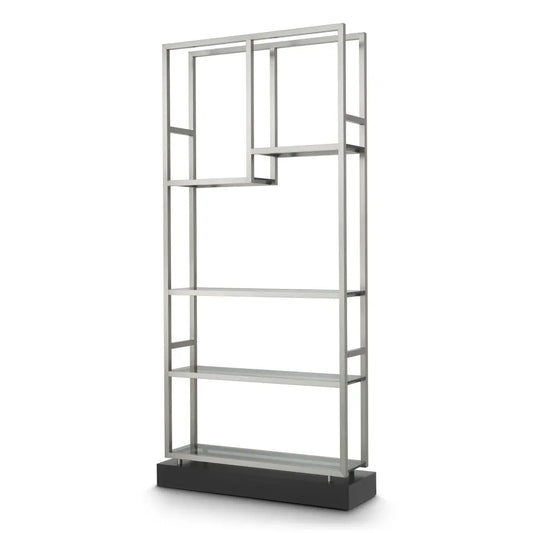 Etajera din Sticla Fumuriu si Metal Argintiu L35xH240.5cm Corrado I Eichholtz