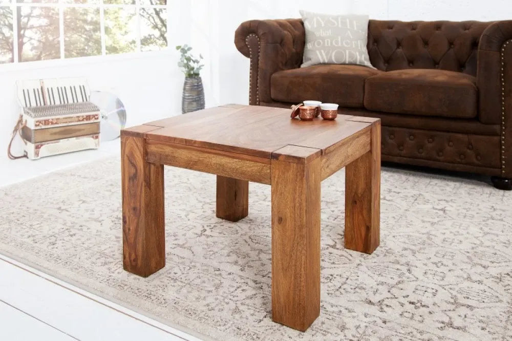 Masuta de cafea Patrata din Lemn masiv de sheesham Maro L60xH40cm Makassar