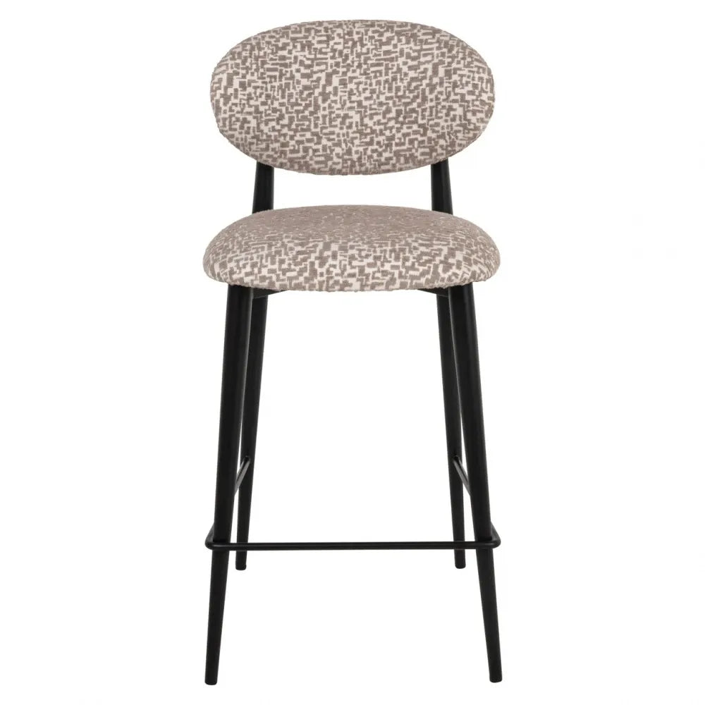 Scaun de insula din Stofa Bej si Metal Negru L46xH95cm Dantes Richmond interiors