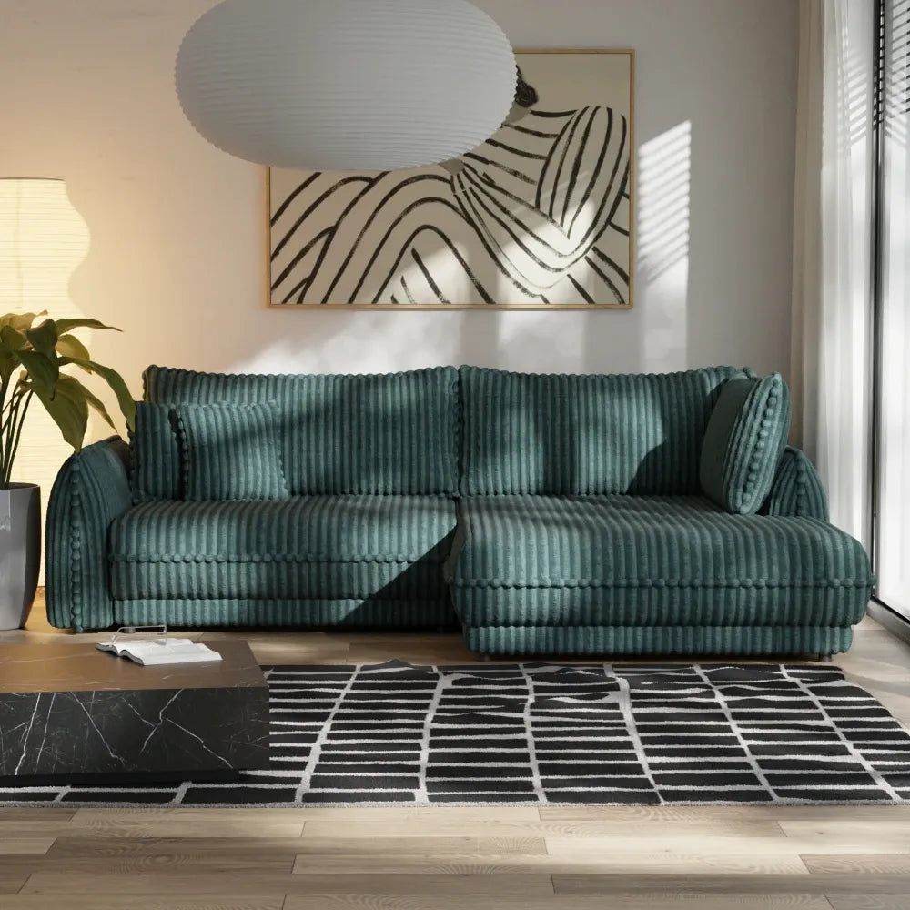 Coltar extensibil cu spatiu depozitare din Corduroy Verde Mojave II