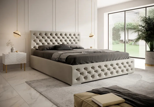 Pat 140 x 200 tapitat cu Catifea Magic velvet Grej deschis Lora