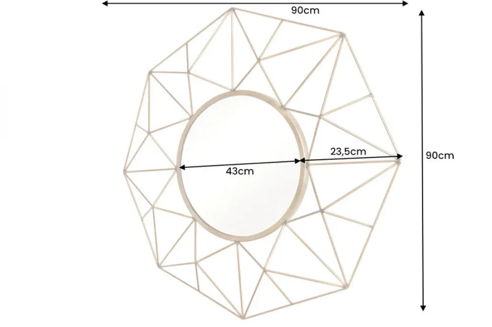 Oglinda cu rama din Metal Alama D90cm Diamond