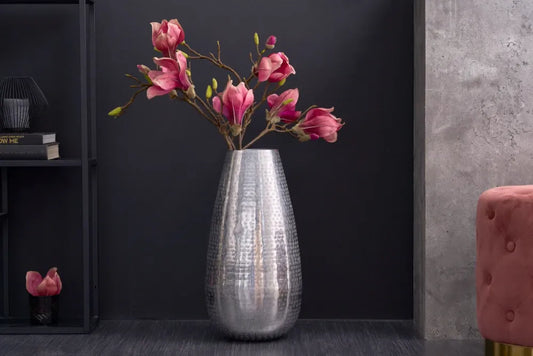 Vaza decorativa din Metal Argintiu H50xD25cm Orient