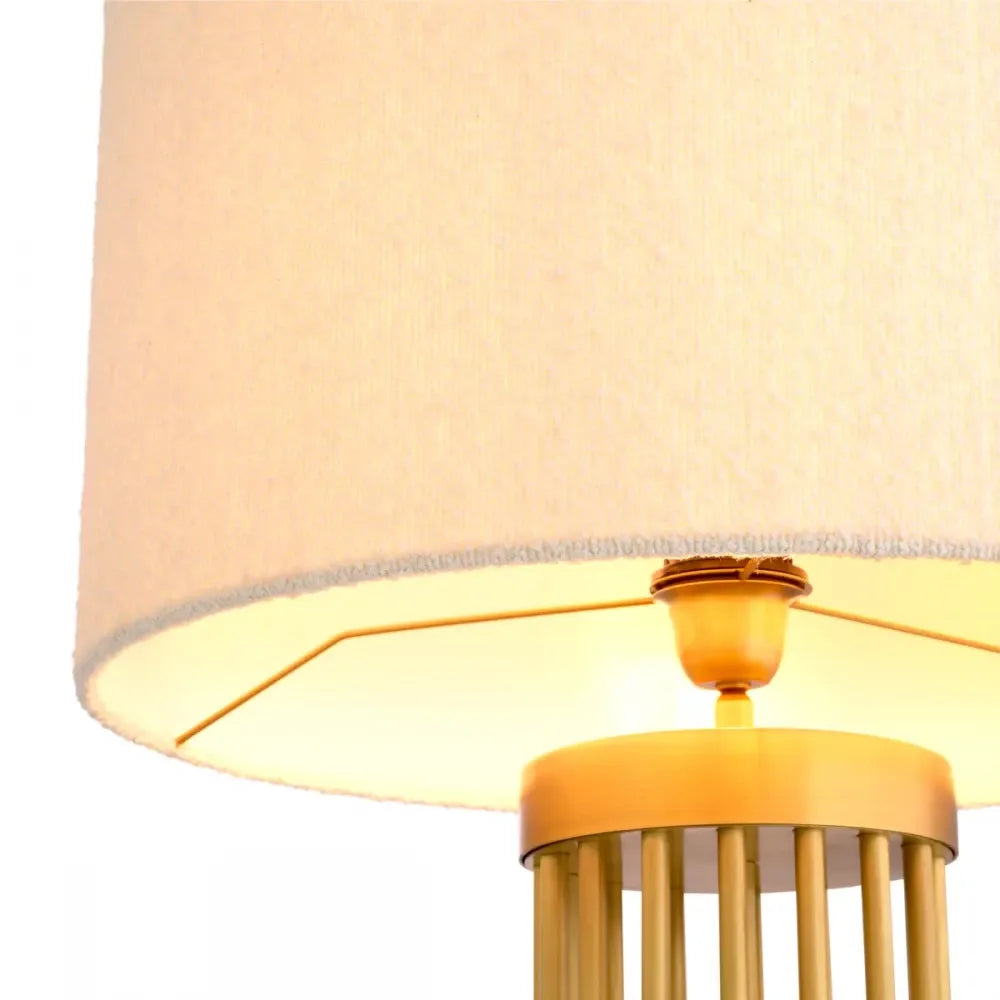 Veioza din Metal/Marmura Alama si Stofa boucle Alb H83xD45cm Condo Eichholtz