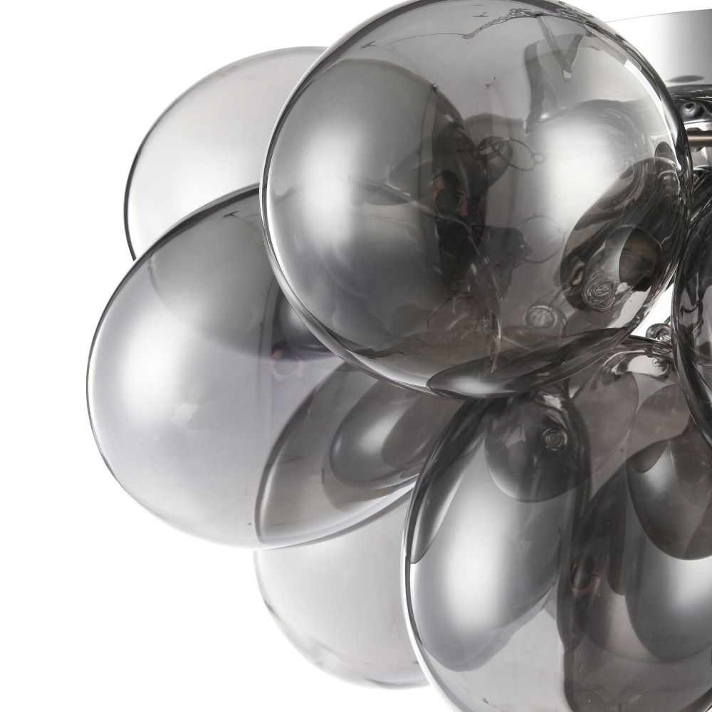 Candelabru Rotund din Metal si Sticla Argintiu/Negru Balbo D38xH25cm