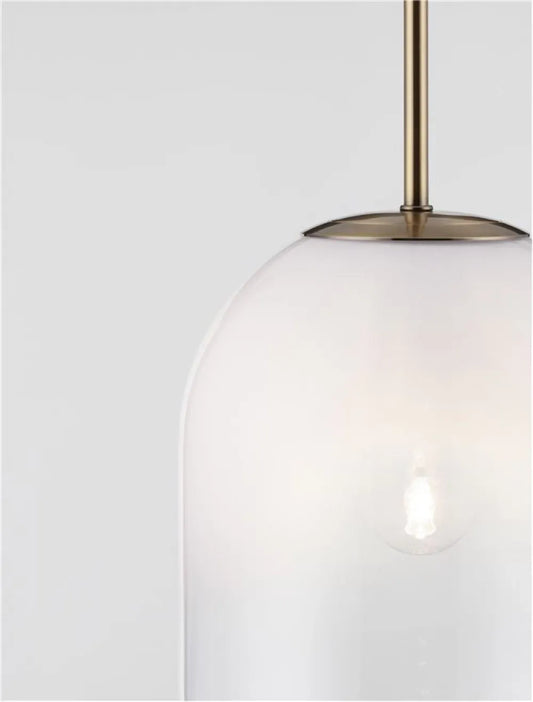 Pendul structura din Metal Auriu si abajur din Sticla Alb H120xL18cm IP20 CHRYSI