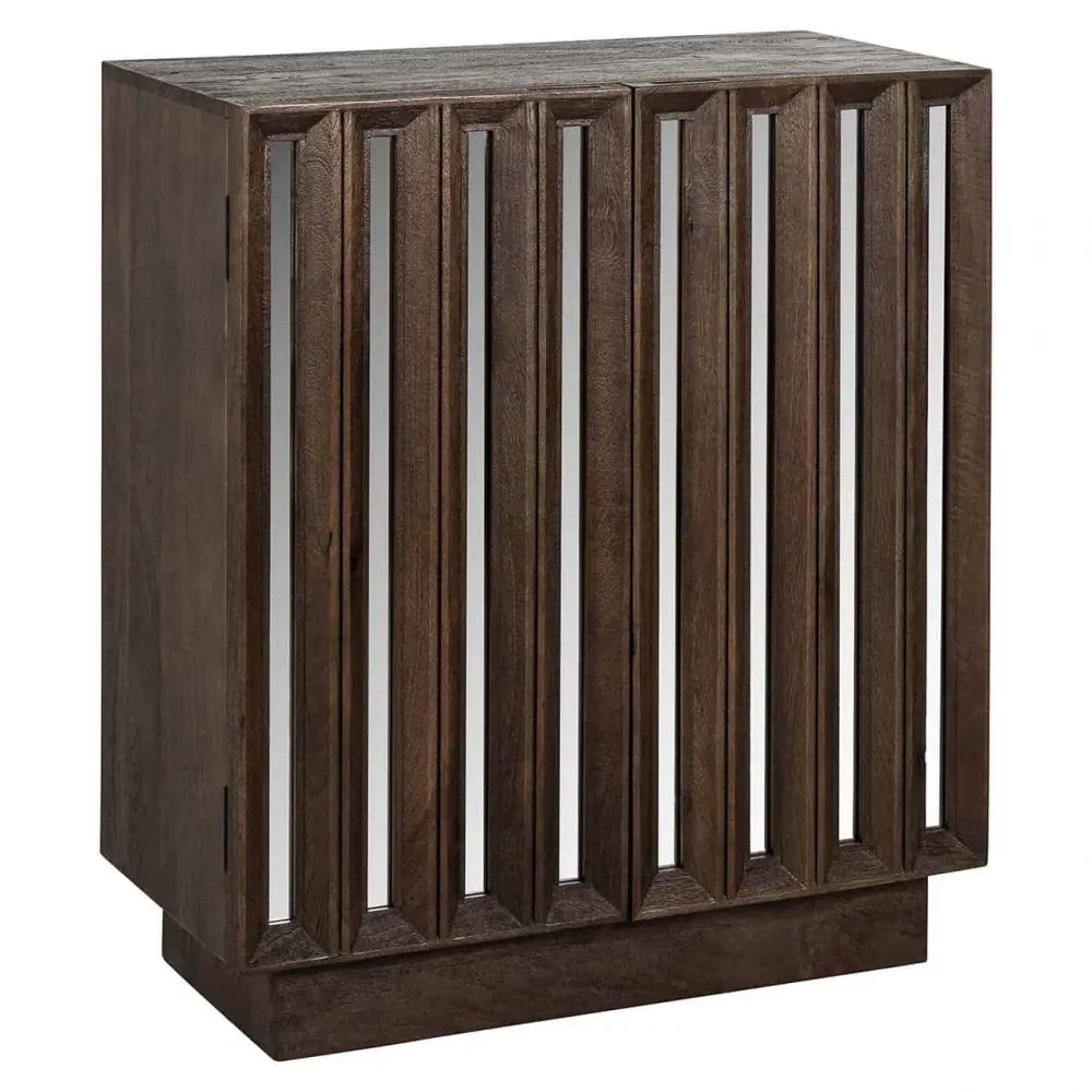 Comoda 2 usi cu insertii de oglinda din Lemn de mango Maro L80xH91.5cm Bryant Richmond Interiors