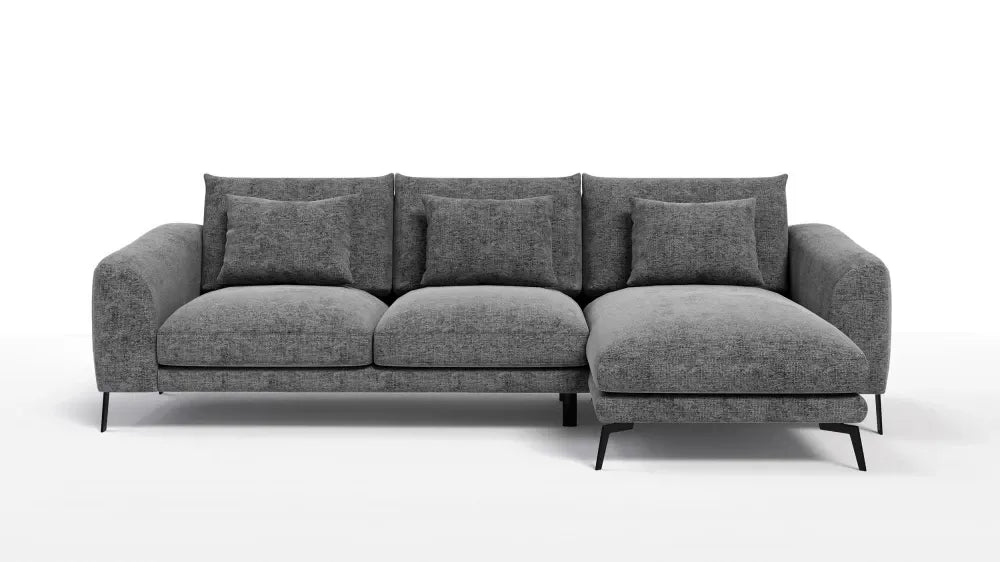 Coltar in forma de L tapitat cu Chenille Gri Sajma 18 L293x172cm Aspen