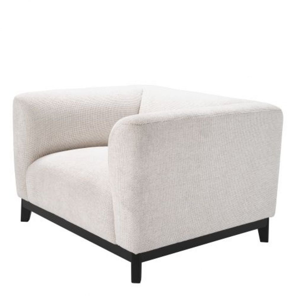 Fotoliu tapitat cu Material Textil Alb cu baza din Metal Negru H71xL105xA93cm Corso
