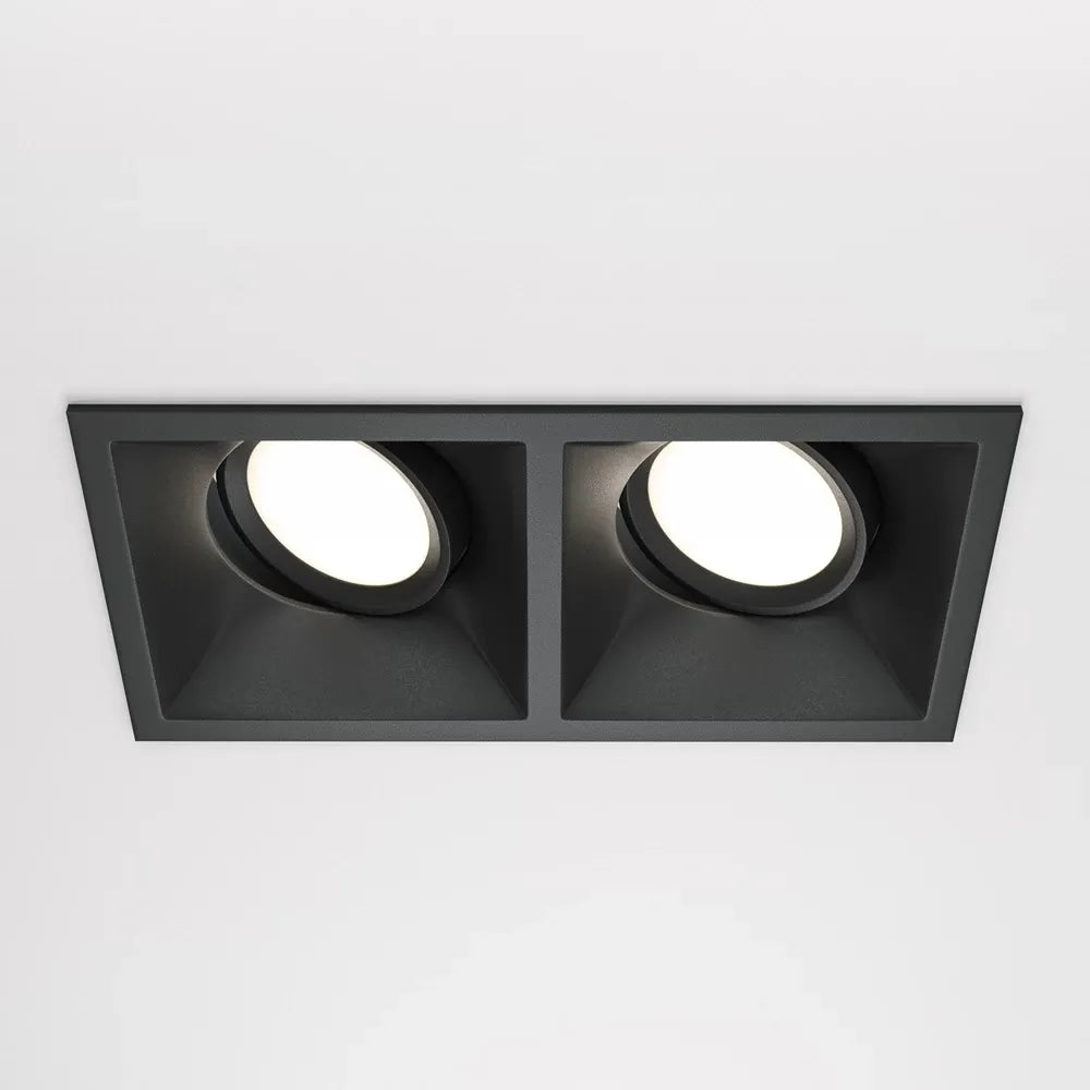 Sport dublu incastrat din Aluminiu Negru H4xL17cm IP 20 GU10 50W Dot