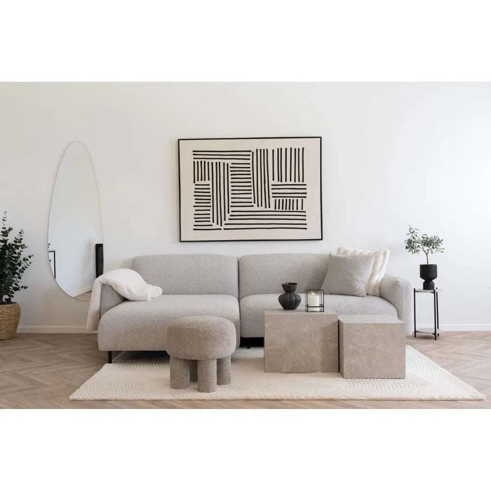 Coltar orientare stanga cu picioare din Metal Negru tapitat cu Stofa boucle Gri L265xH78cm Salvador
