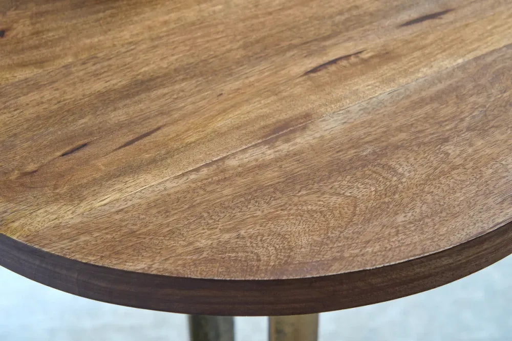 Masuta laterala din Lemn de mango Maro si Metal Auriu D45xH60cm Elegance