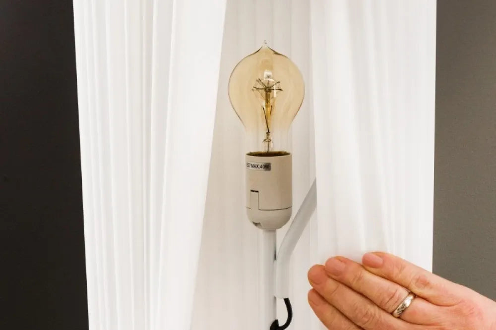 Lampa de podea din Metal Argintiu si Textil Alb H195xD28cm Salone