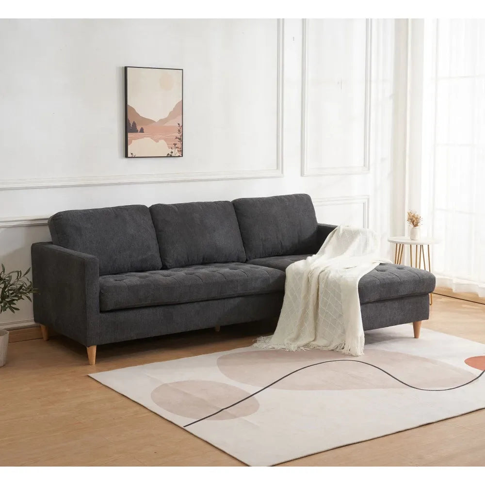 Coltar cu orientare reversibila tapitat cu Stofa Gri L219xH80cm Firenze
