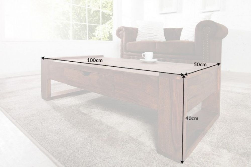 Masuta de cafea dreptunghiulara din lemn masiv Maro L100xH40cm Big Markant