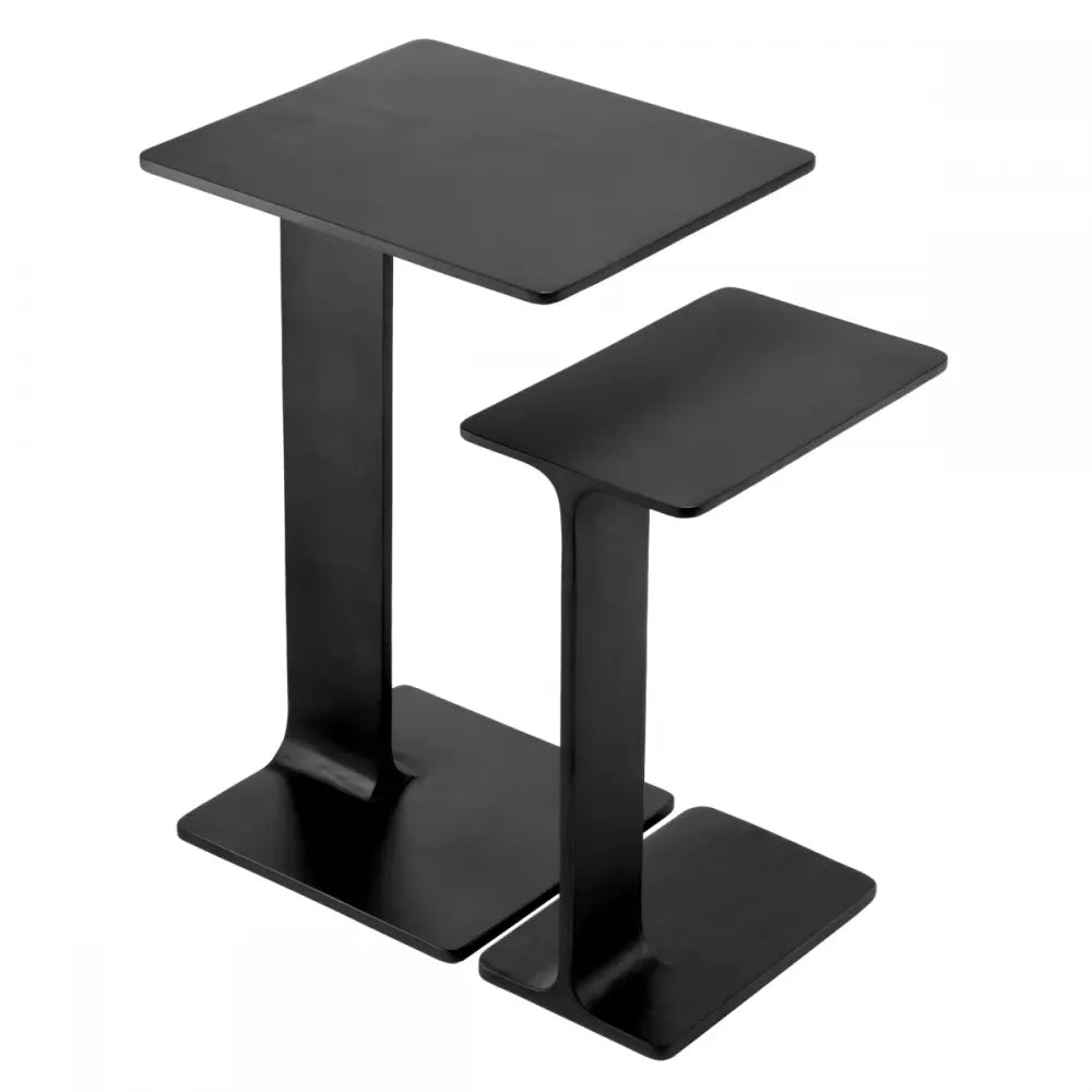 Set 2 masute laterale Dreptunghiulare din Aluminiu Negru L39.5/45xl25/40cm Smart Eichholtz