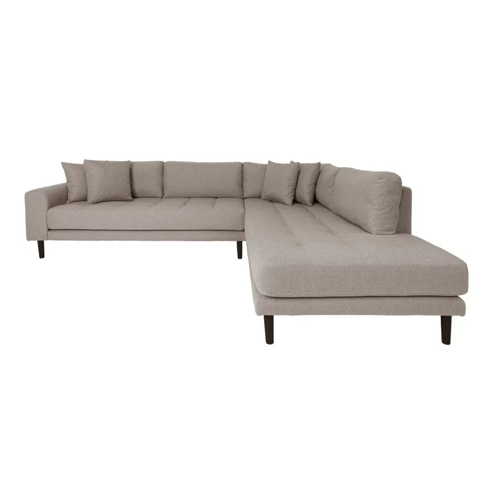 Coltar orientare dreapta cu picioare din Lemn de fag negru tapitat cu Stofa Bej L257xH76cm Lido
