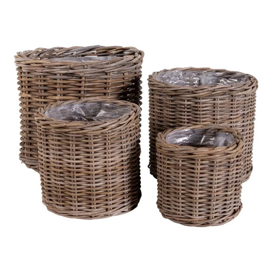 Set 4 cosuri din Ratan/Plastic Maro/Transparent H35/30/25/20xD40/35/29/25cm Bogor
