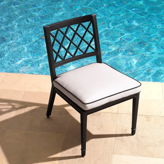 Scaun de exterior din Metal Negru si Stofa Alb H87xL53xA66cm Paladium Eichholtz