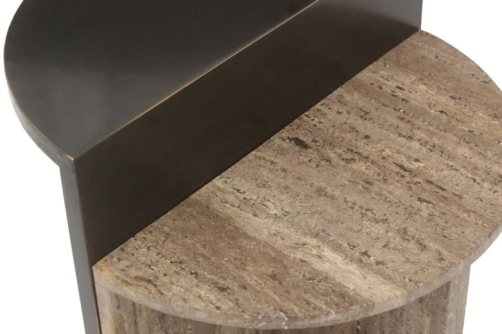 Masuta laterala din MDF/Metal Maro si Travertin Maro D40xH60cm Russo Richmond interiors