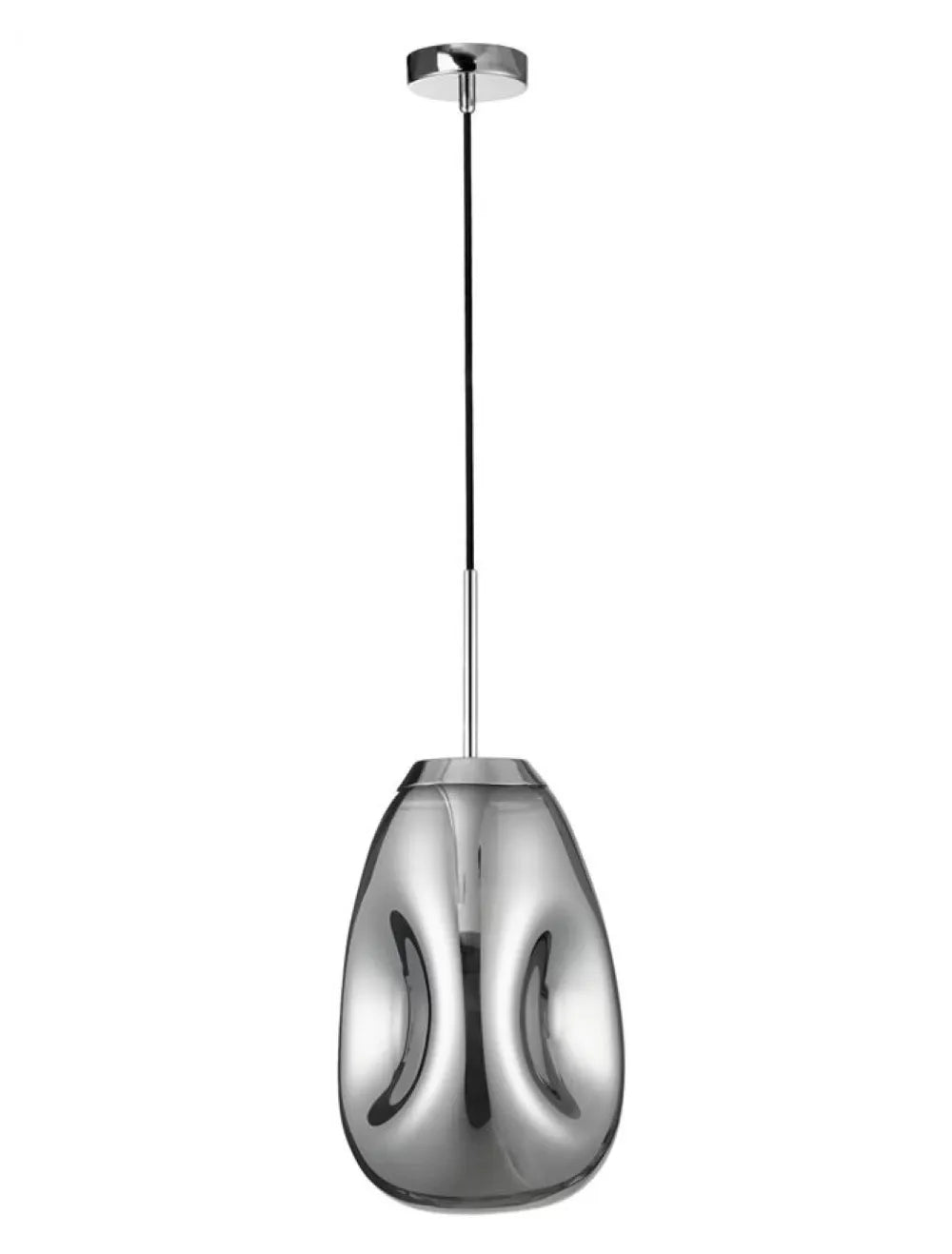 Pendul structura din Metal Argintiu si abajur din Sticla Crom H120xL22cm IP20 LAVA