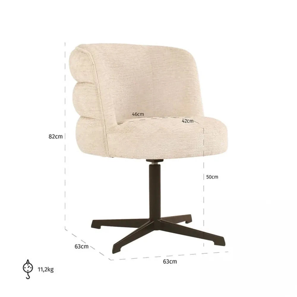 Scaun rotativ tapitat cu Stofa Crem cu picioare din Metal Negru H82xA63xL63cm Chadwick