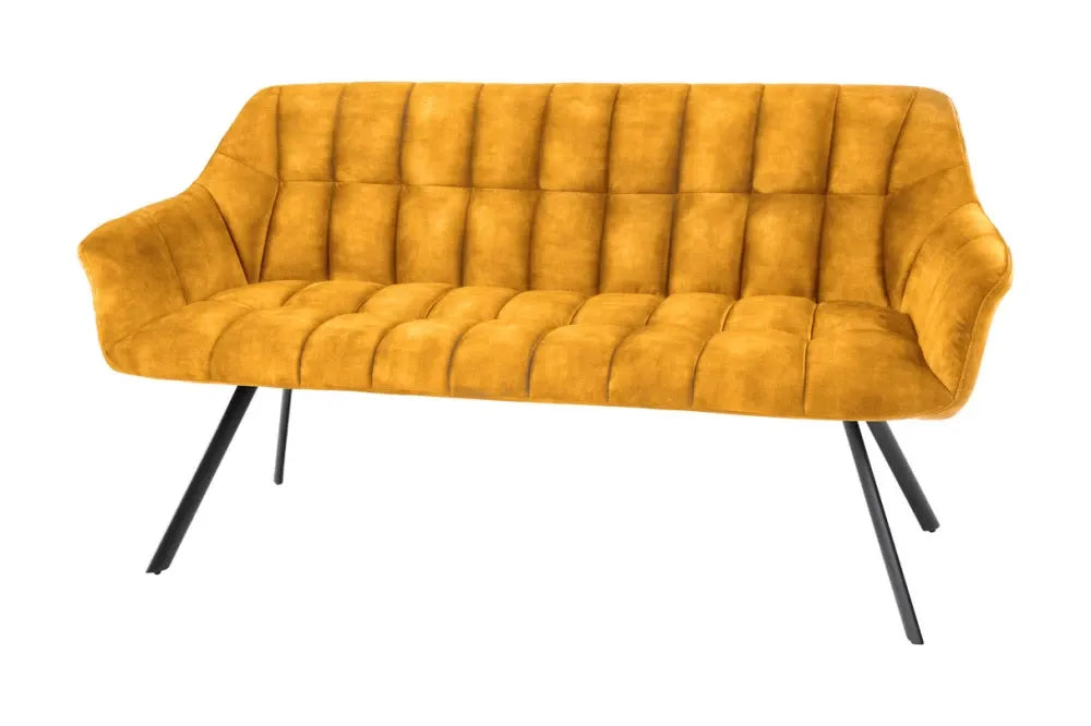 Banca din Metal Negru si Stofa Galben H85xL165cm Papillon