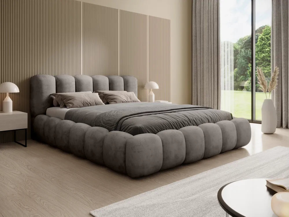 Pat 160x200cm tapitat cu Chenille Gri inchis Dallas